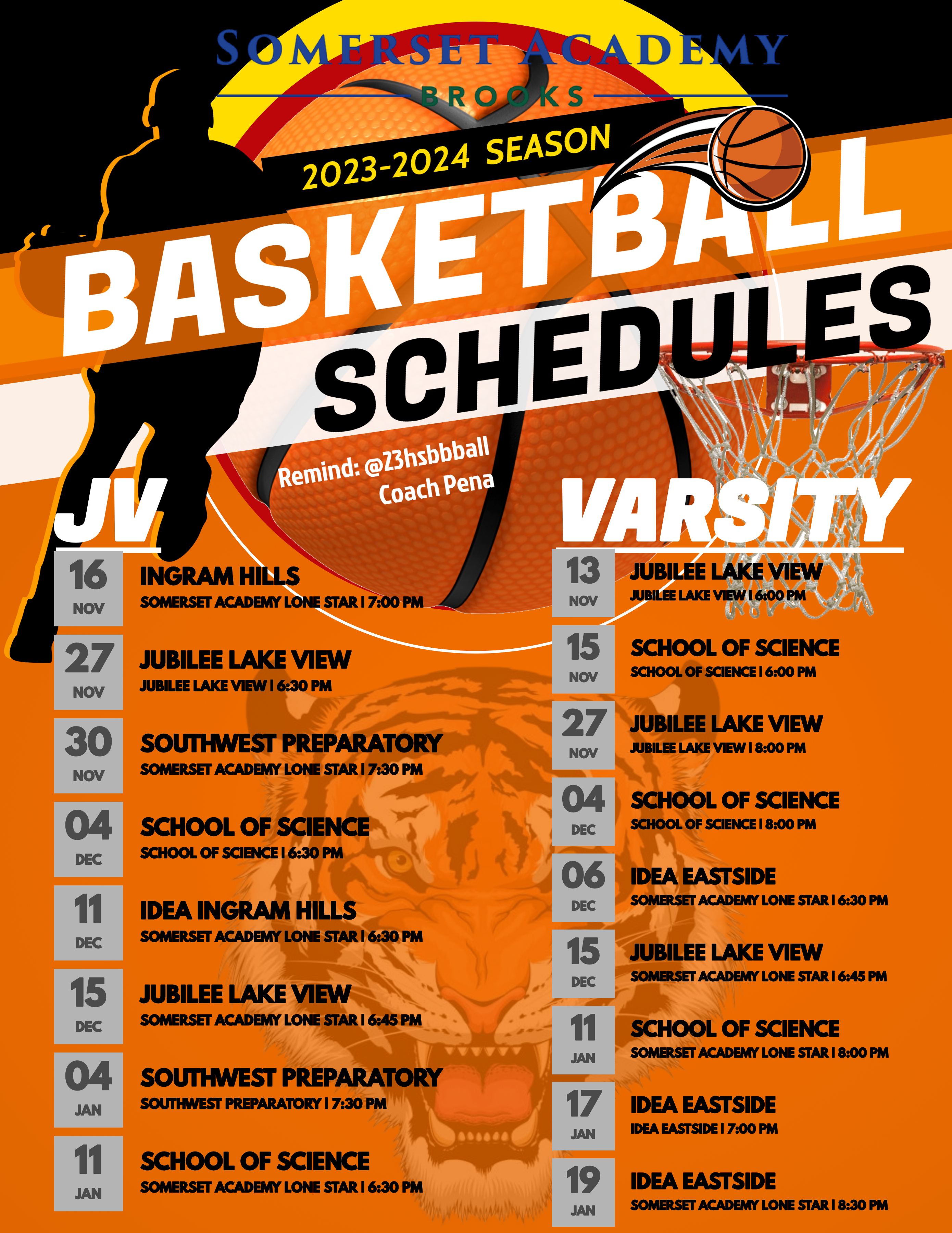 Varsity Boys Basketball Schedule